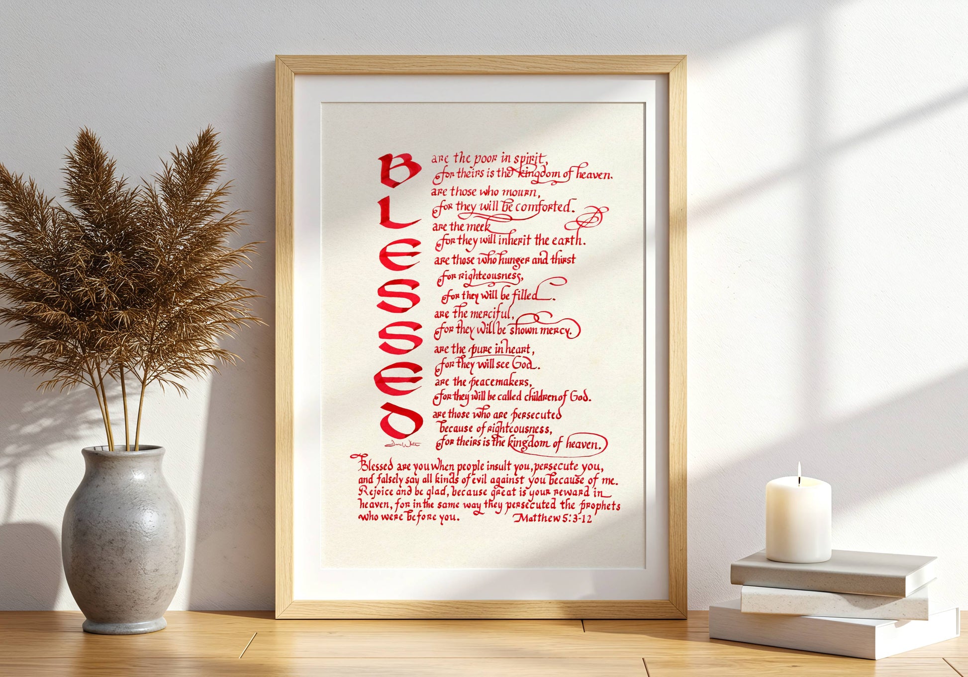 Christian Printable Art Matthew 5:3-12 Bible Verse Calligraphy
