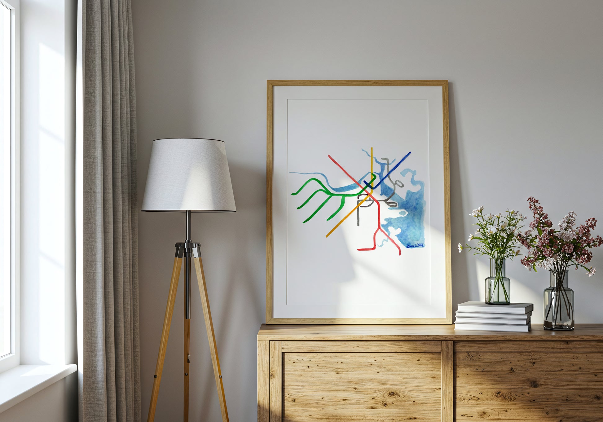 Boston T Rail Map Art