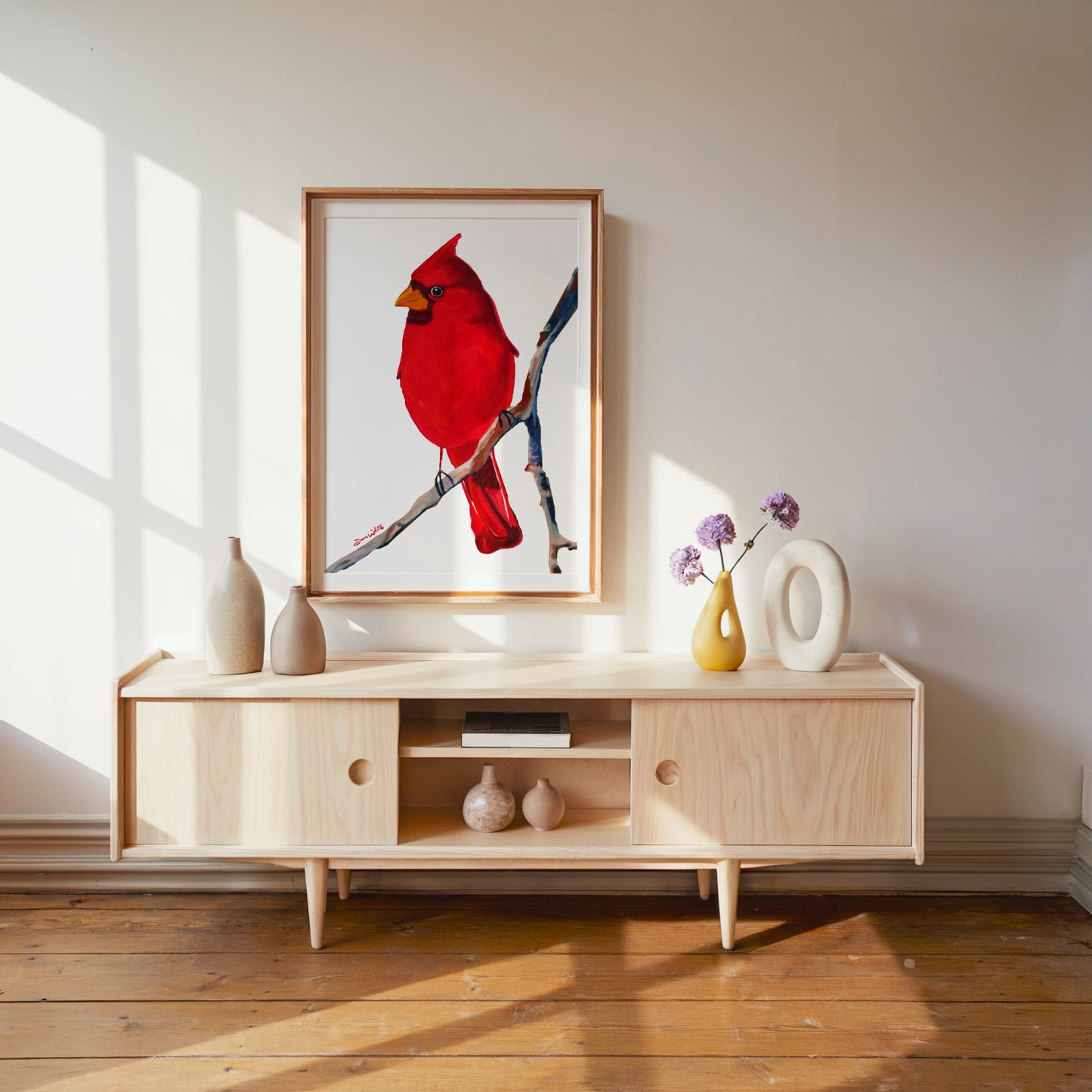 Red Cardinal Bird Watercolor Painting Art Print