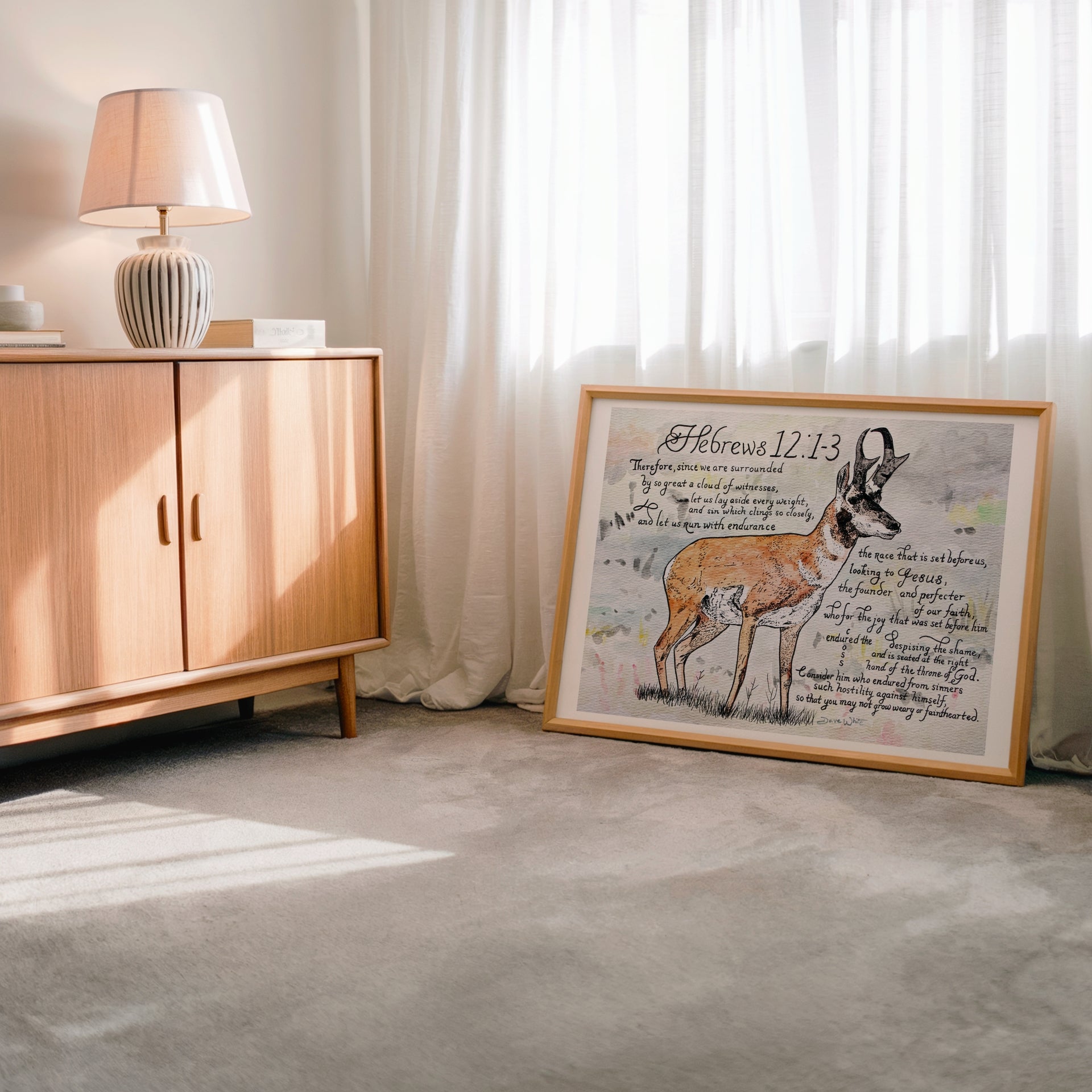 Christian Art Hebrews 12 1 3 Run with Endurance Bible Verse