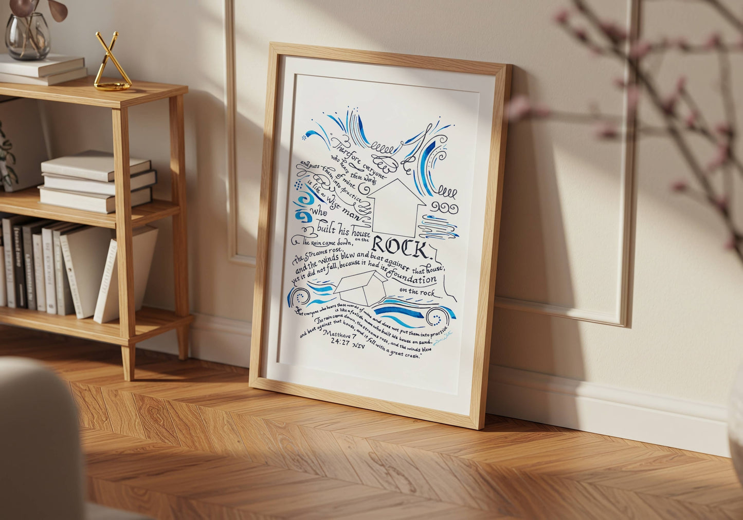 Christian Art Matthew 7 24 27 Calligraphy Print