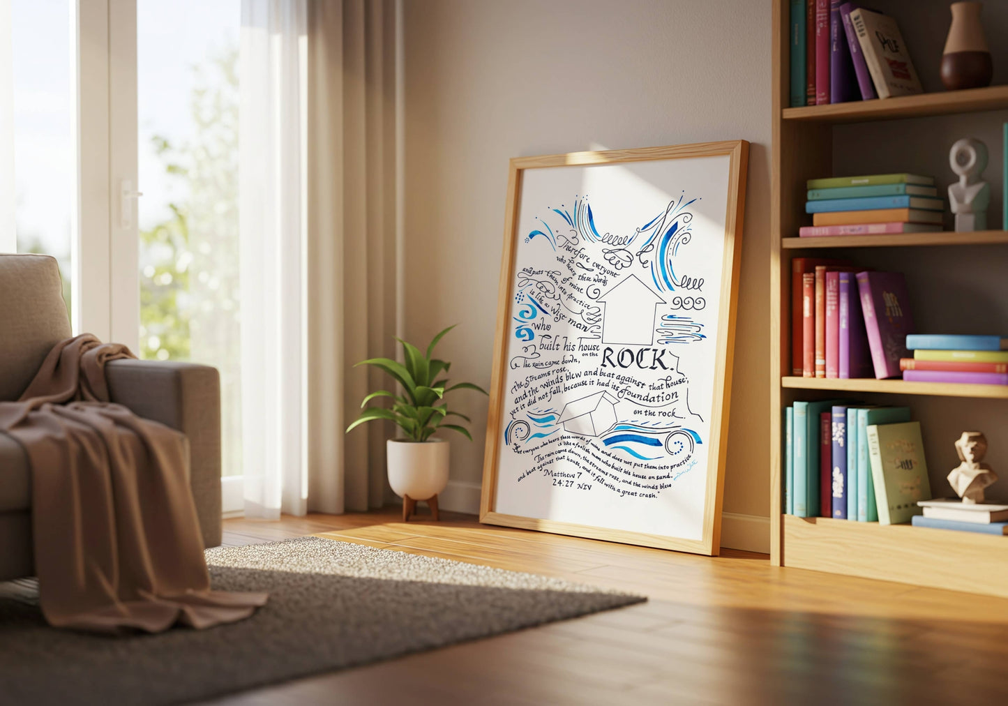 Christian Artwork Matthew 7 24 27 Calligraphy Print