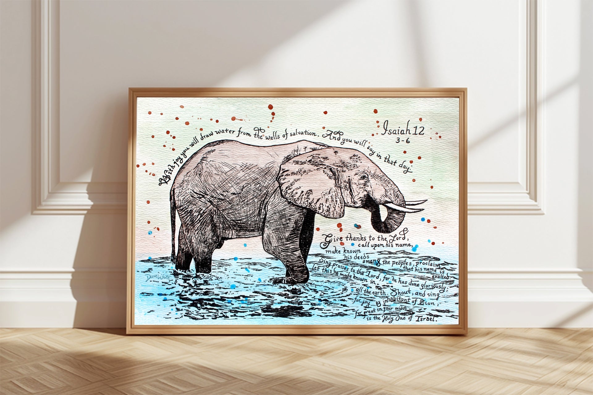 Christian Wall Art Isaiah 12 3 6 Elephant Painting