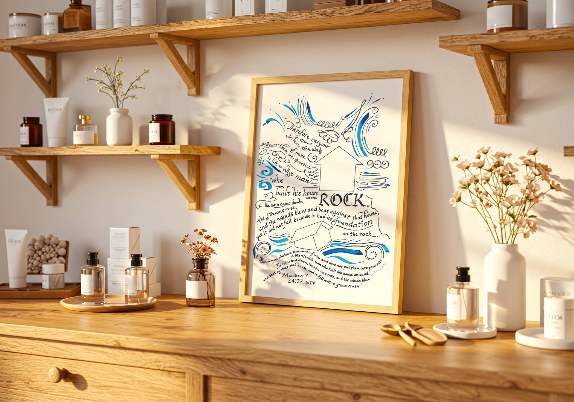 Christian Wall Art Matthew 7 24 27 Calligraphy Print