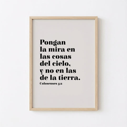 Colosenses 3:2 Arte Imprimible Poster Escritura Sagrada
