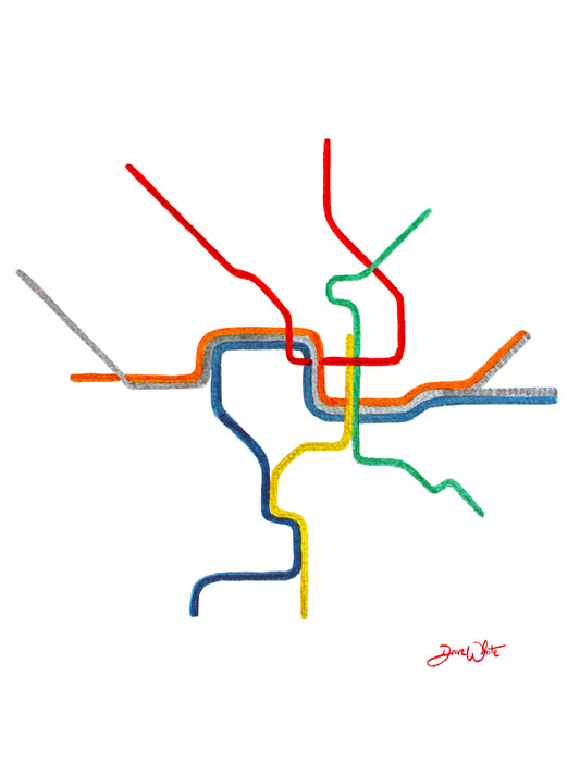 Washington DC Metro Map Art Print Watercolor Painting