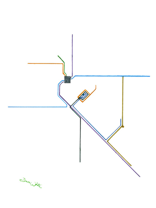 Denver RTD Map Art Print Watercolor