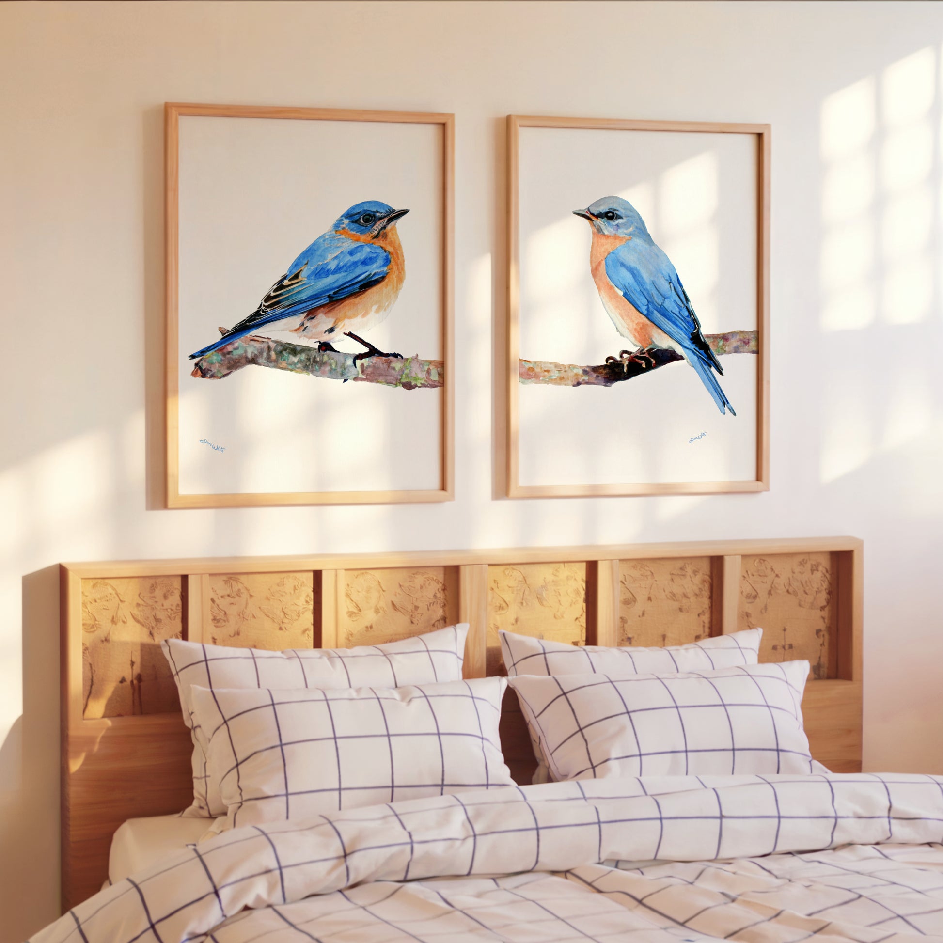 Bluebirds Watercolor Print Set
