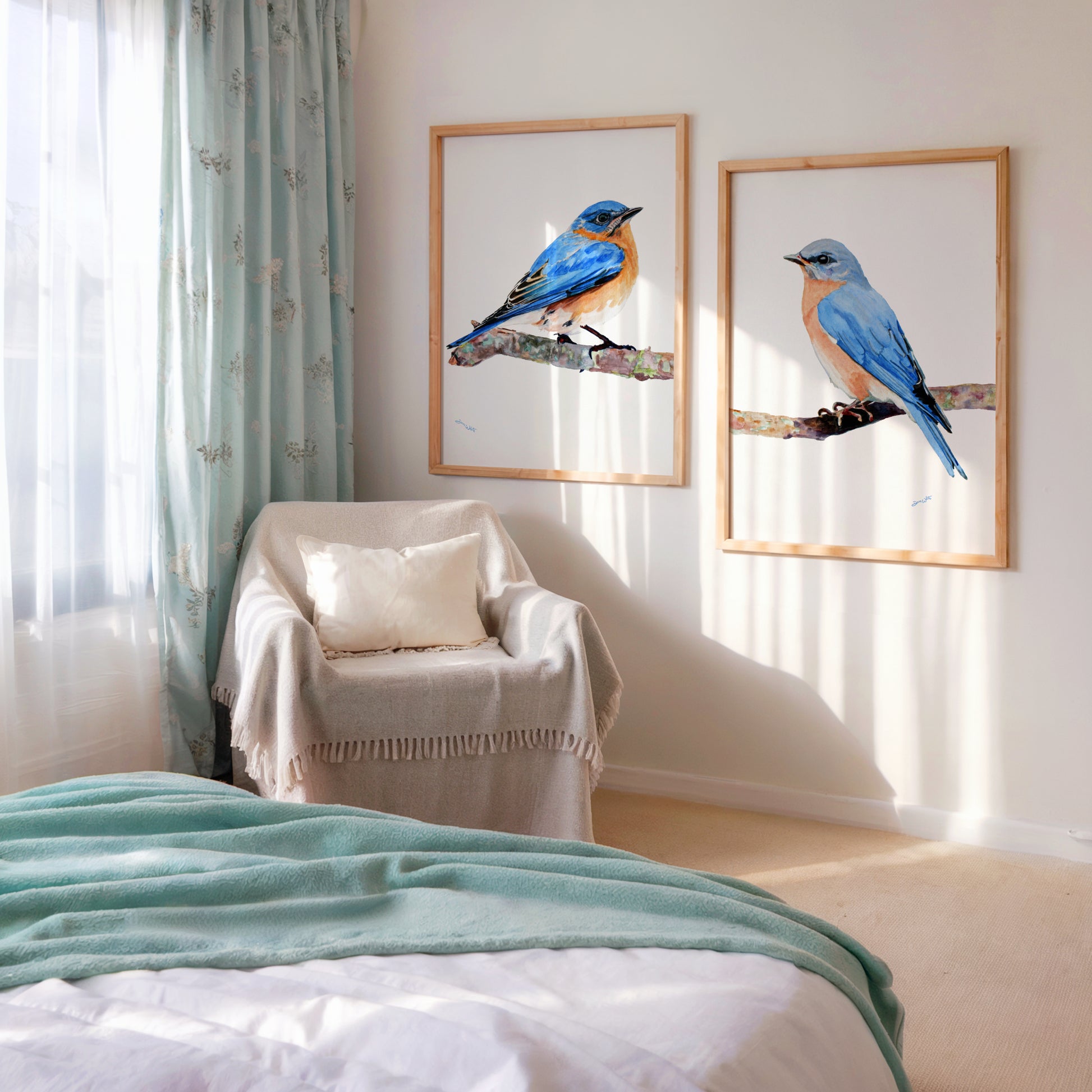 Bluebirds watercolor paintings