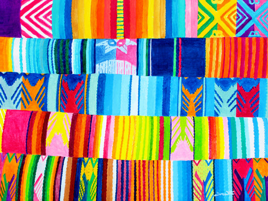 Latin Art Print Indigenous Textile Painting Hispanic Folk Art