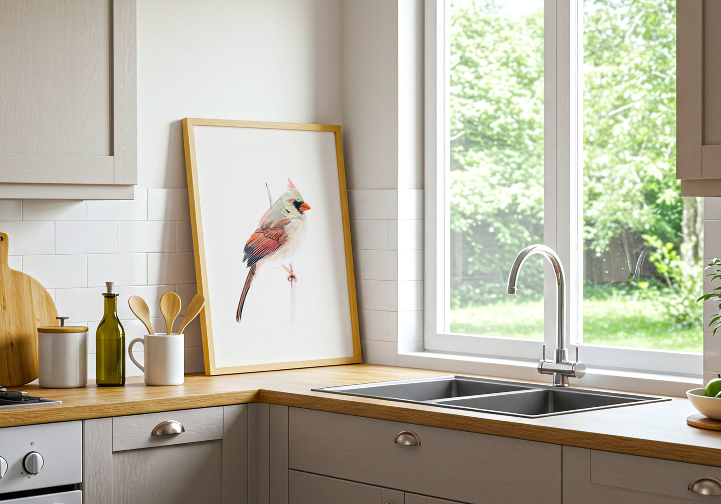Cardinal Bird Watercolor Painting Art Print