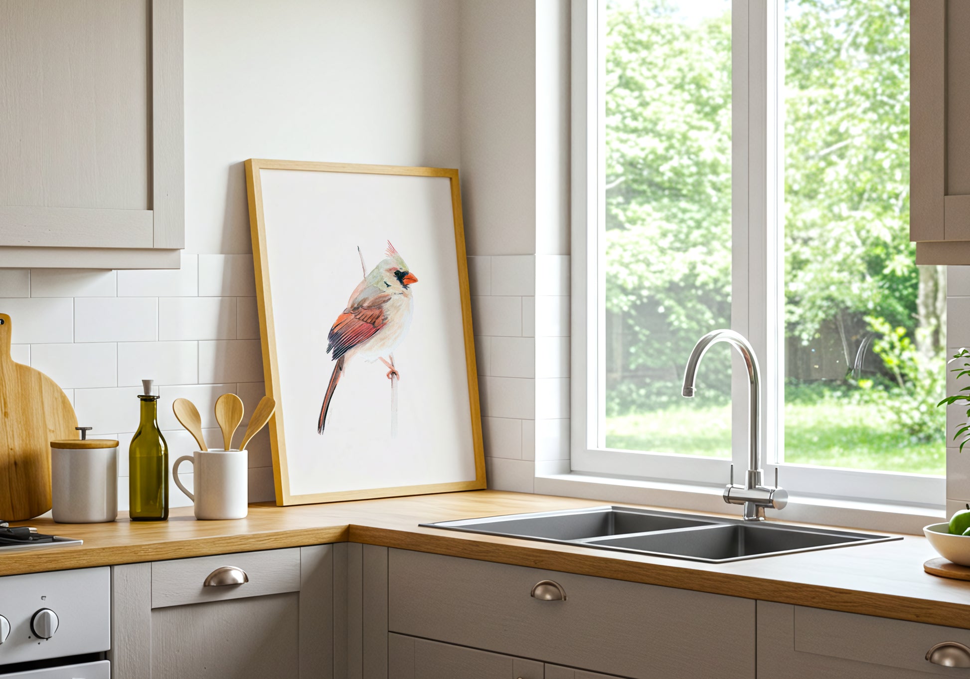 Cardinal Bird Watercolor Painting Art Print