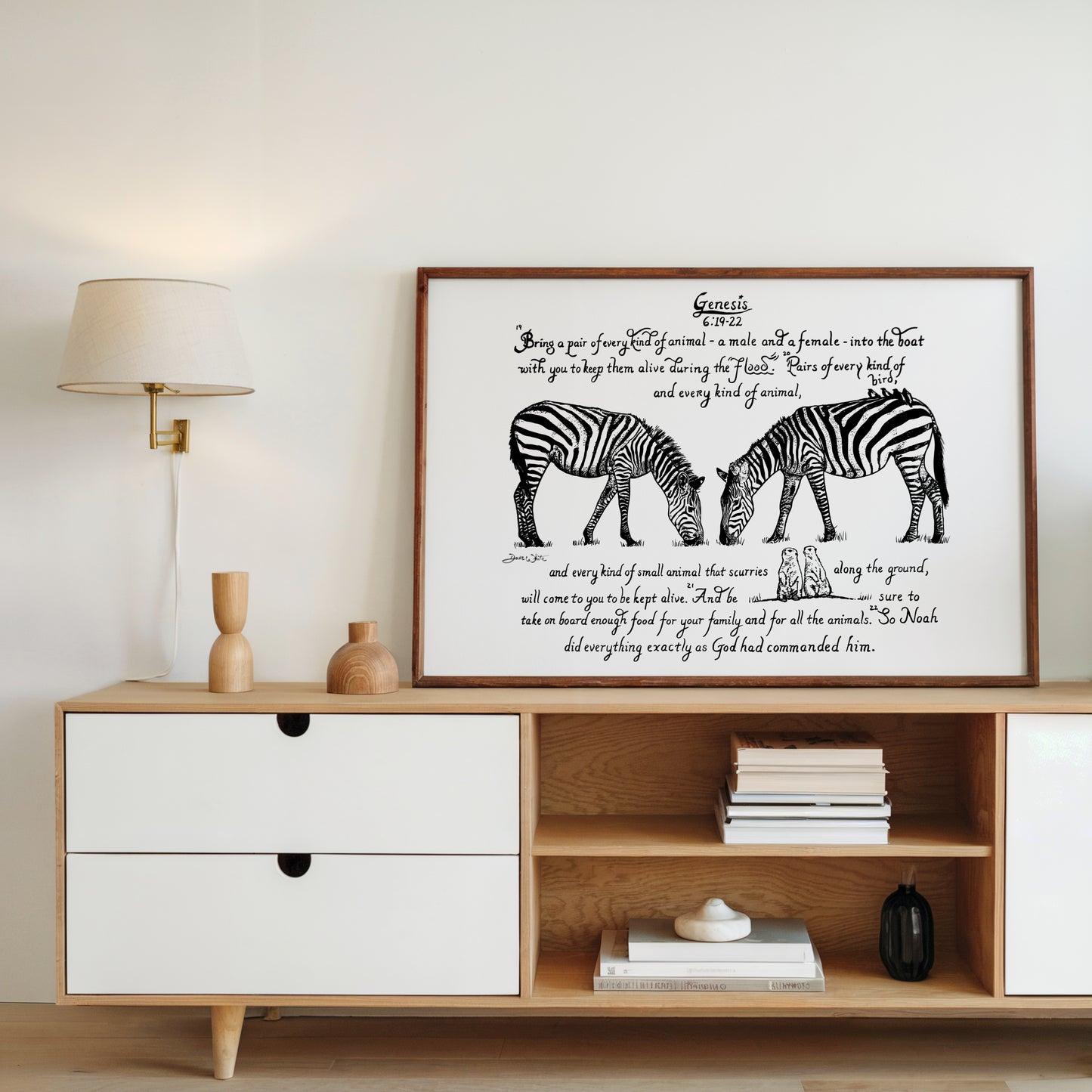 Noah's Ark Art Print Genesis 6 19-22 Zebras