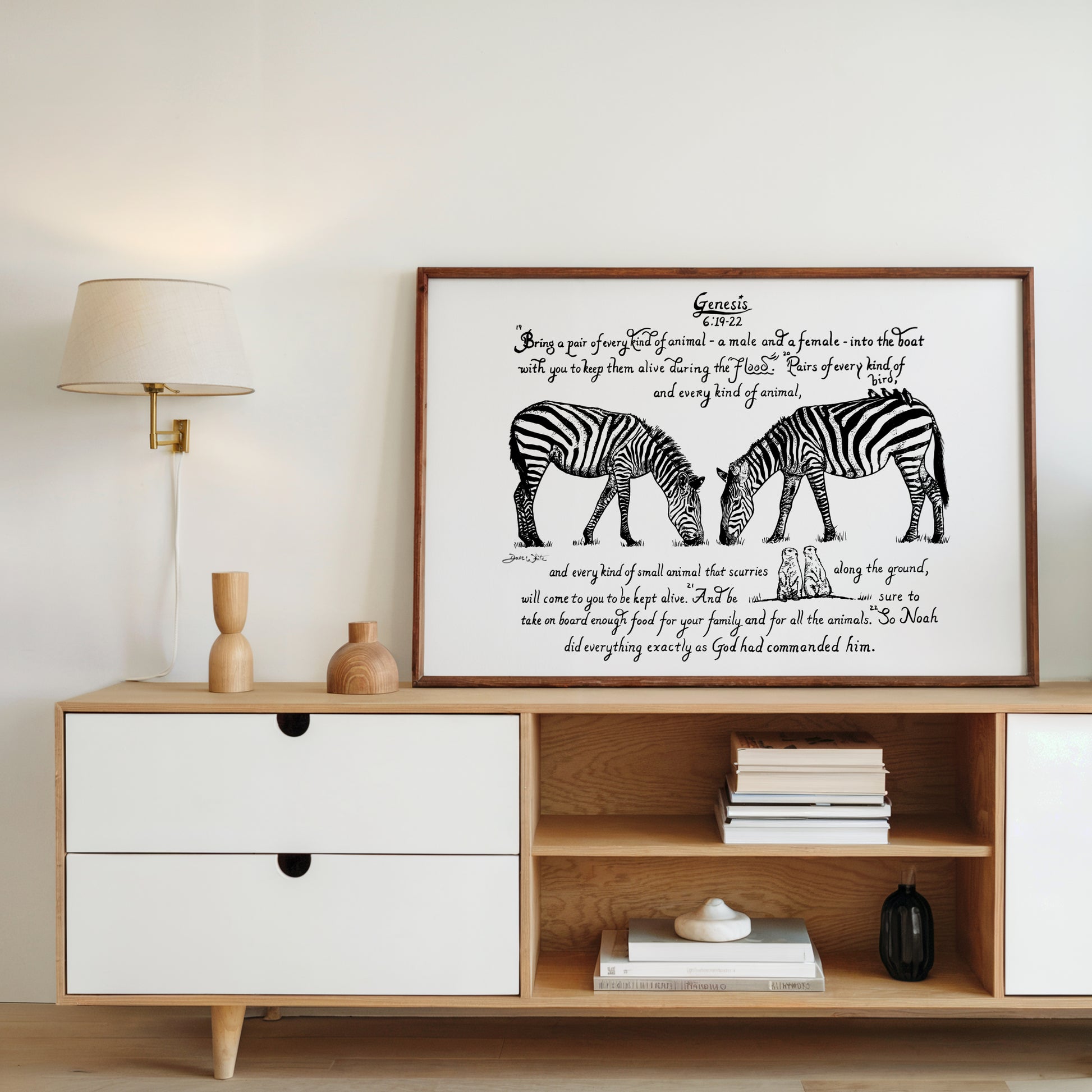 Noah's Ark Art Print Genesis 6 19-22 Zebras