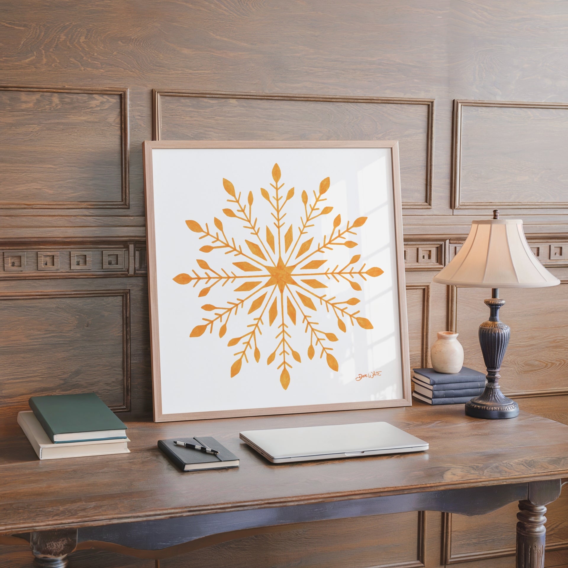 Gold Snowflake Artwork Framed