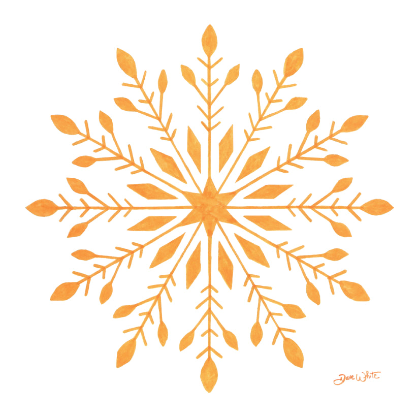 Gold Snowflake Art Print Winter Artwork