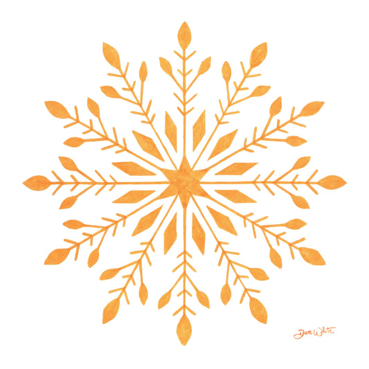 Gold Snowflake Art Print Winter Artwork