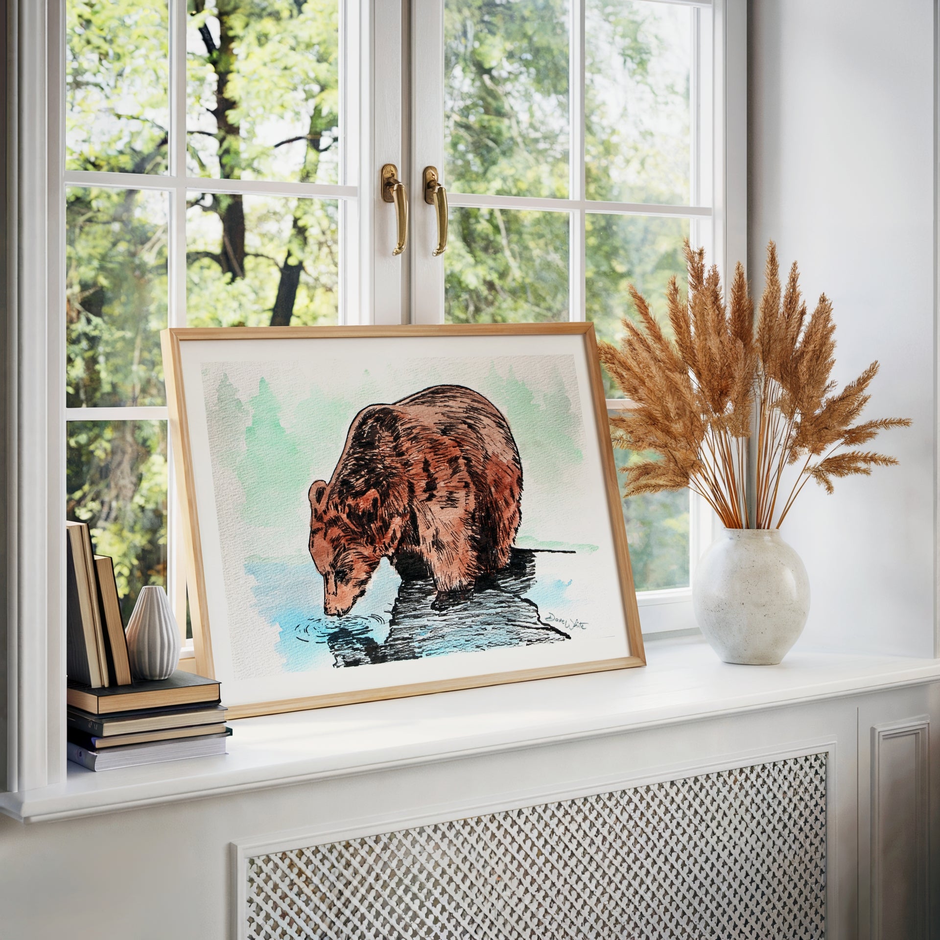 Grizzly Bear Watercolor Painting Art Print