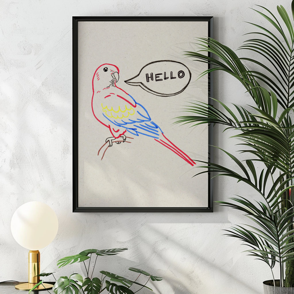 Printable Entryway Art Parrot Saying Hello