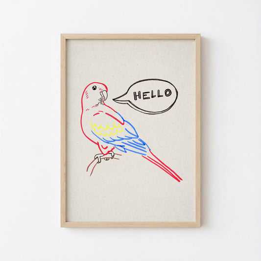 Printable Entryway Art Parrot Hello