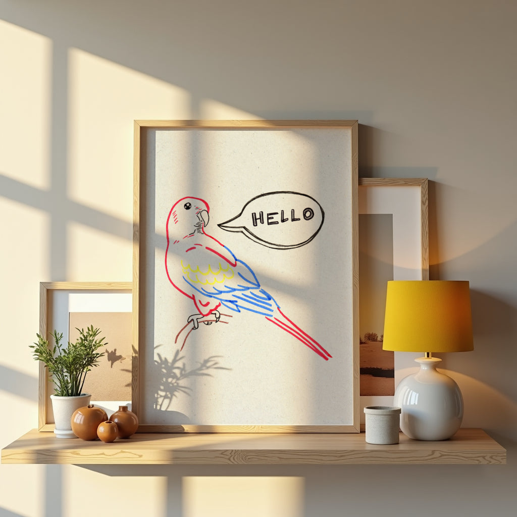 Printable Entry Art Parrot Hello