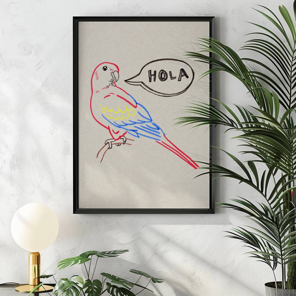 Printable Parrot Art Hola for Entryway