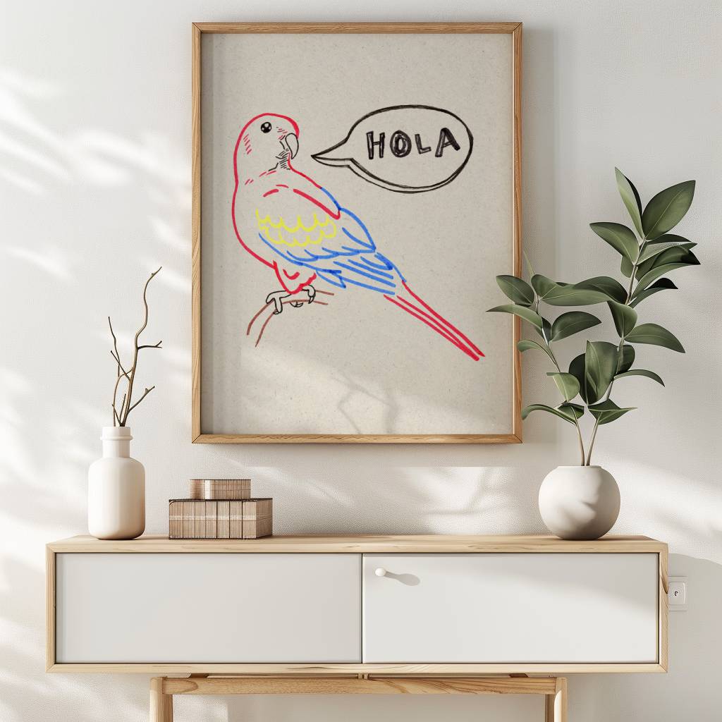 Hola Parrot Art Printable