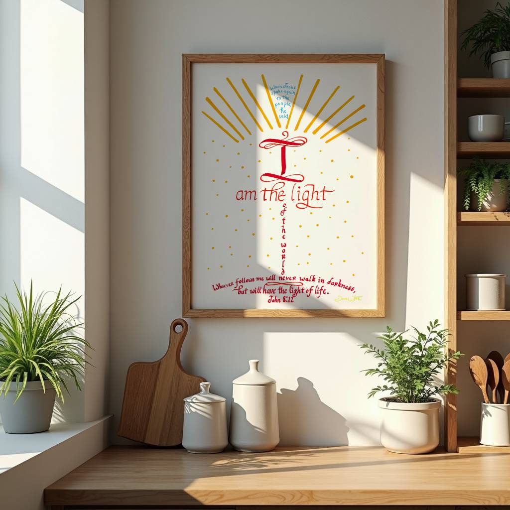 Bible Calligraphy Christian Art John 8:12