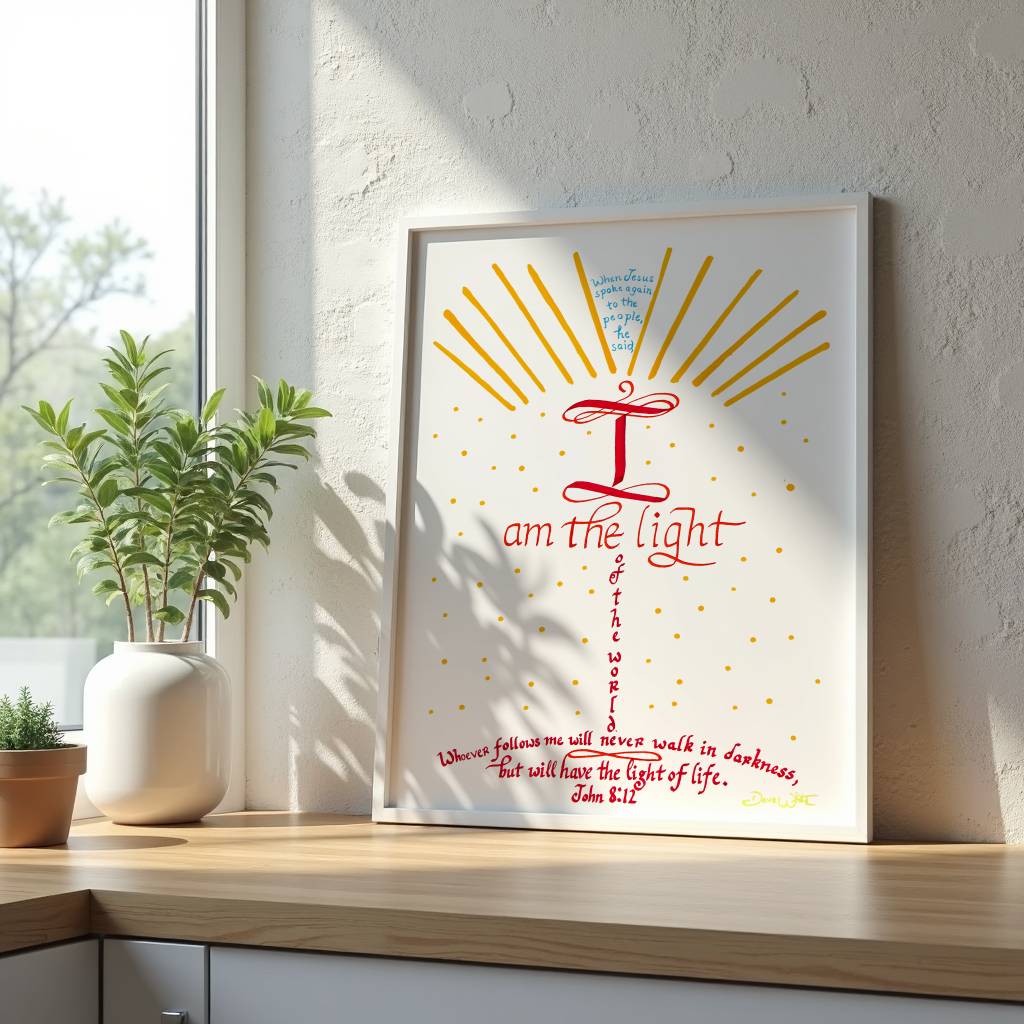 Bible Calligraphy Art John 8:12