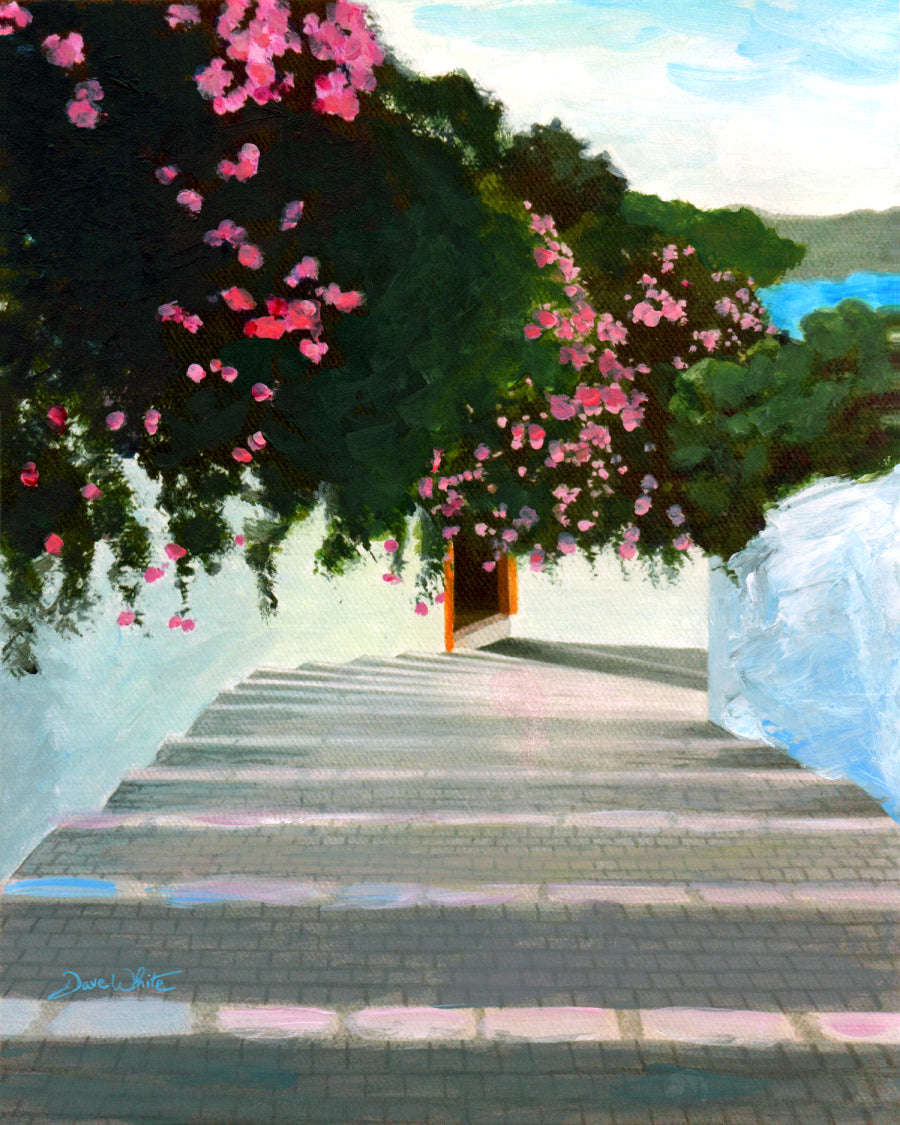 Mediterranean Art Bougainvillea Painting Print