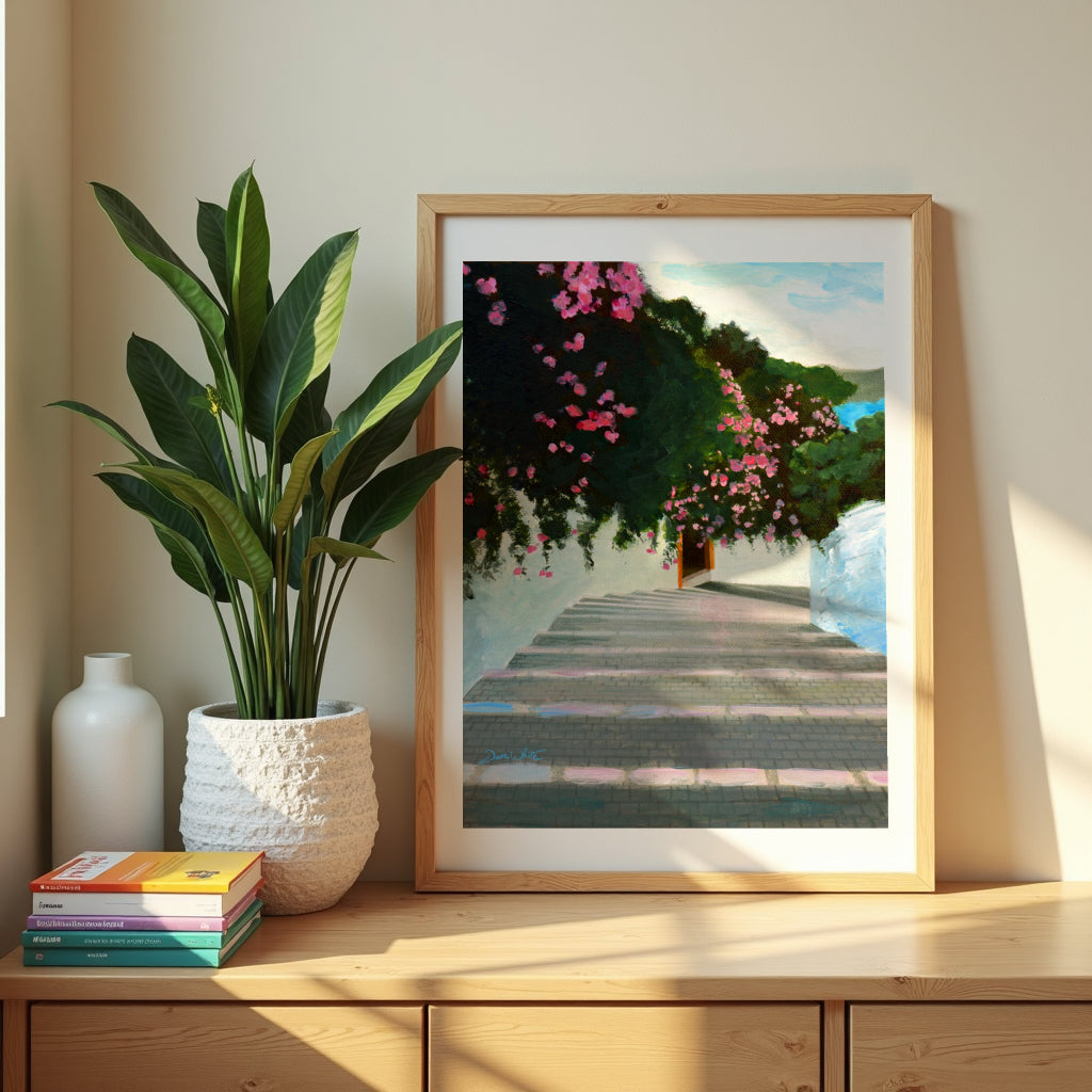 Mediterranean Art Bougainvillea Painting Print