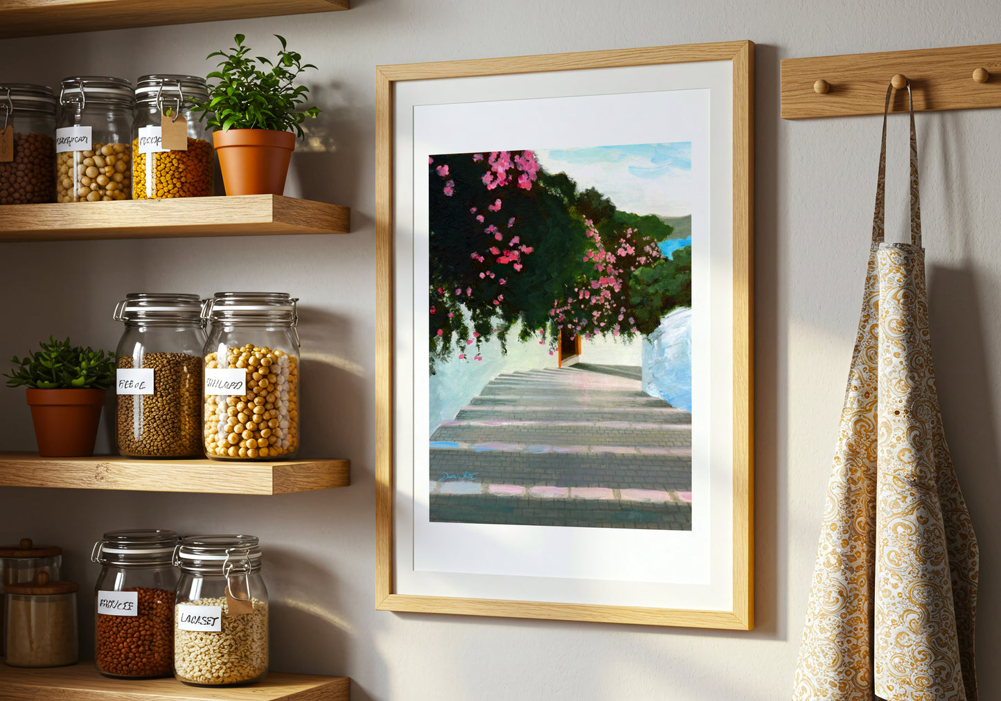 Mediterranean Art Bougainvillea Painting Print