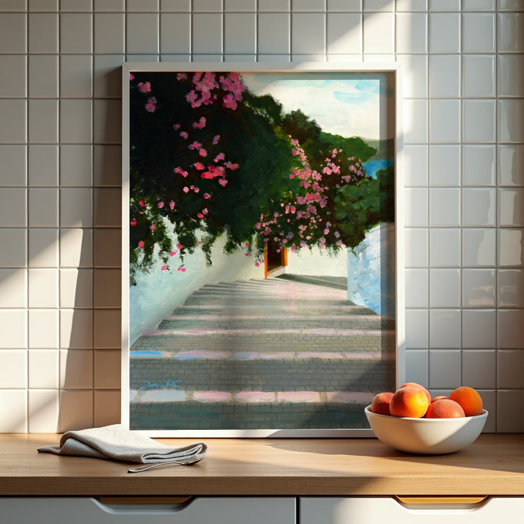 Mediterranean Art Bougainvillea Painting Print