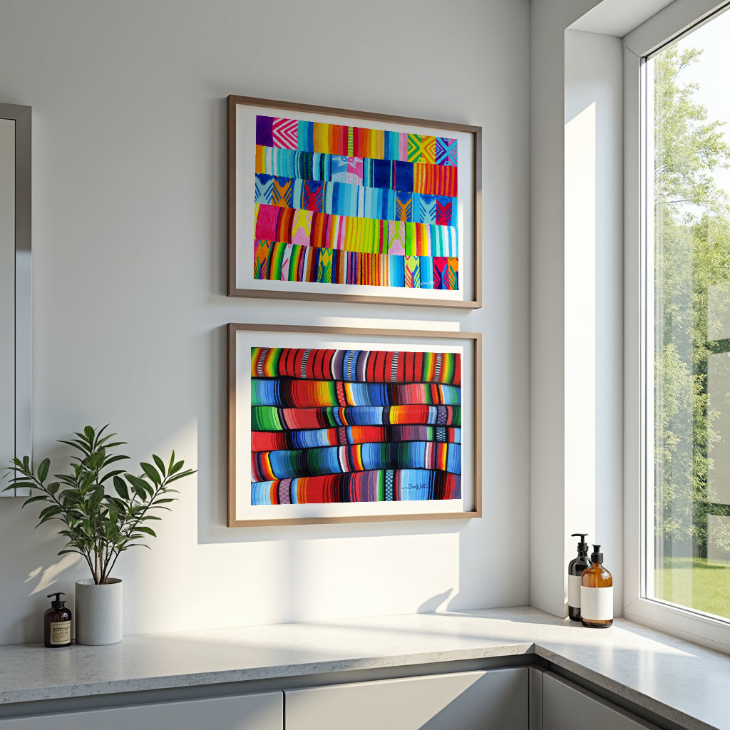 Latino Folk Art Prints Set Indigenous Textile Paintings