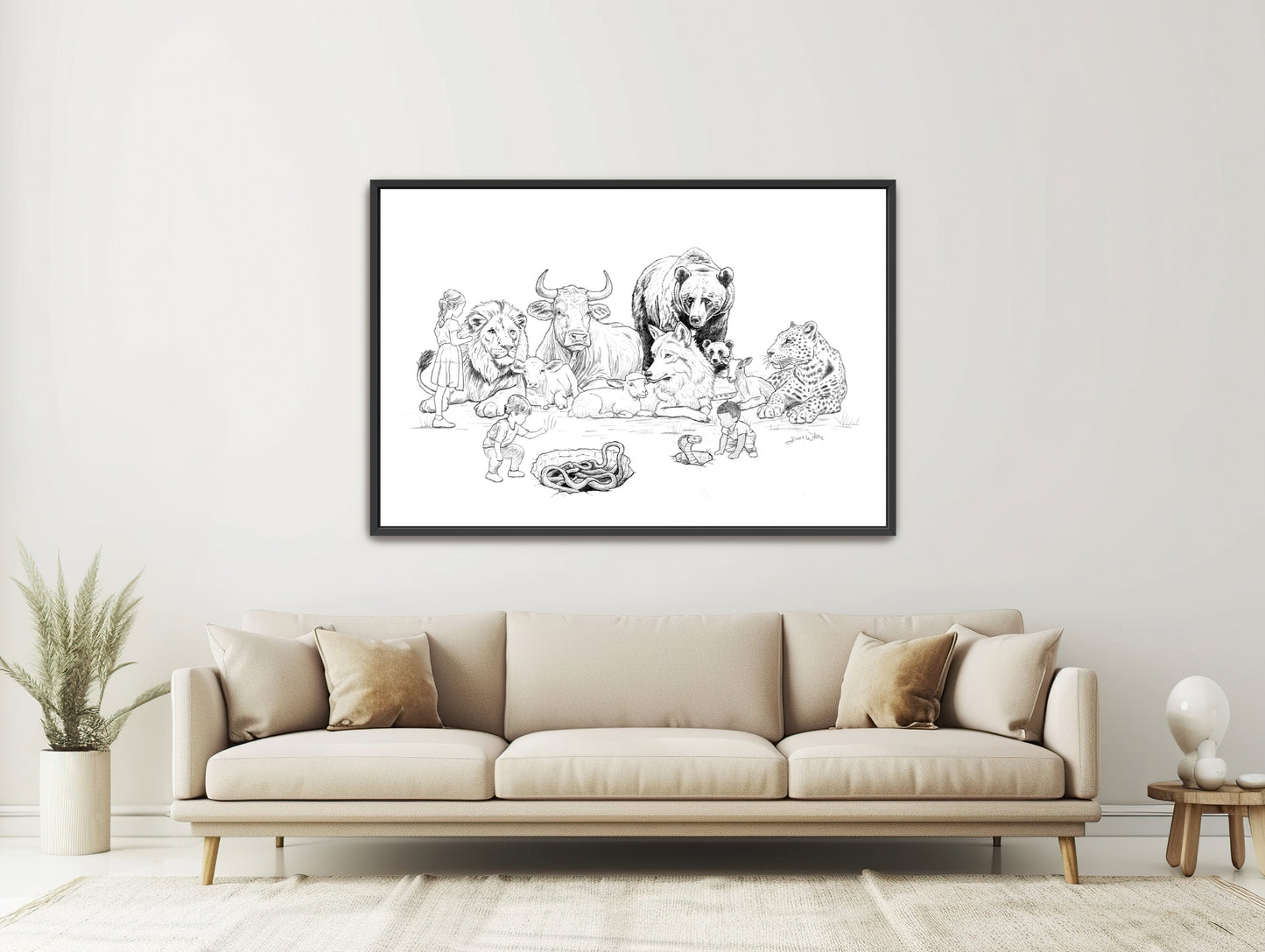 Christian Canvas Art Isaiah 11:6-8 Animals and Children