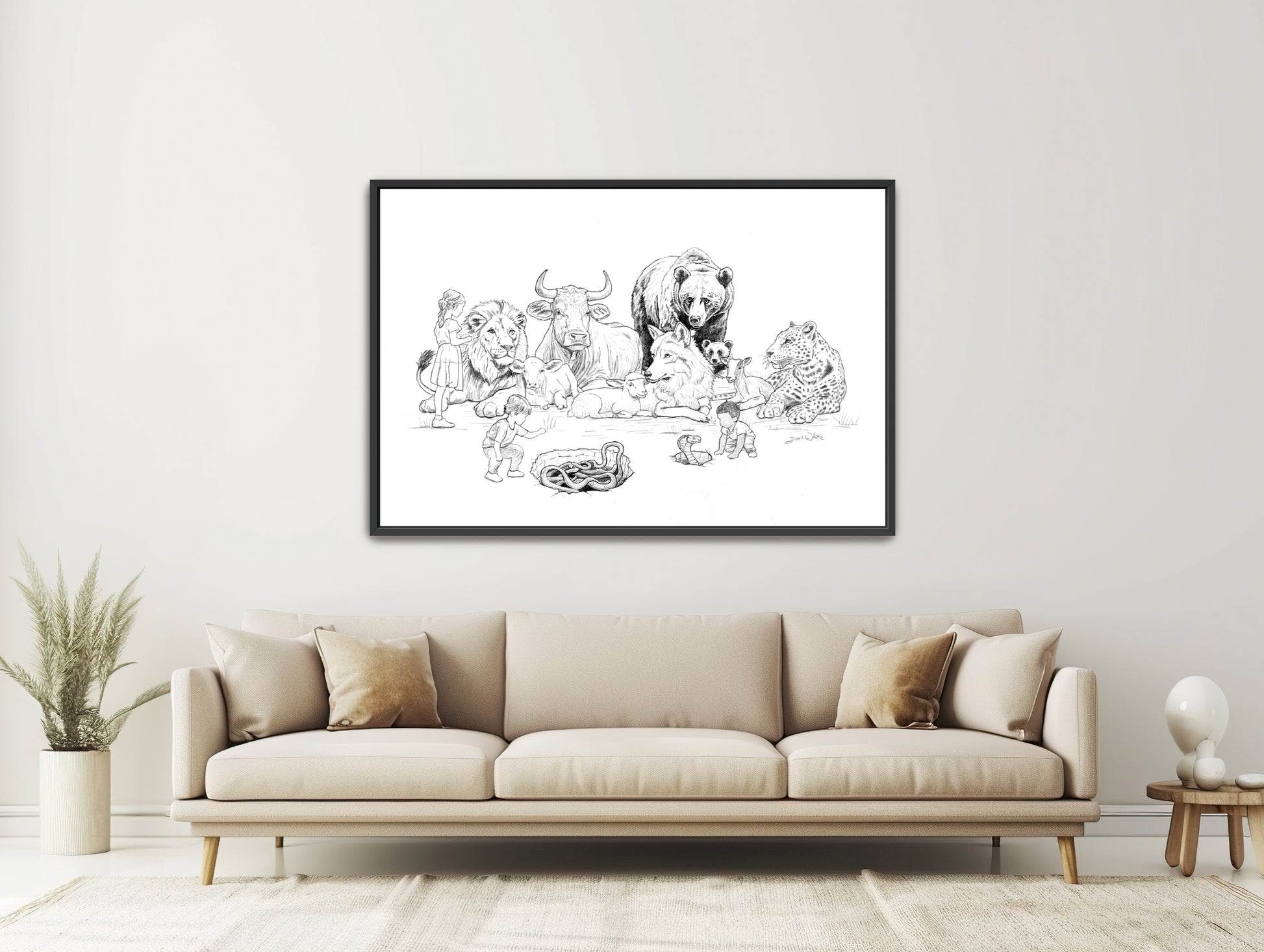 Christian Canvas Art Isaiah 11:6-8 Animals and Children