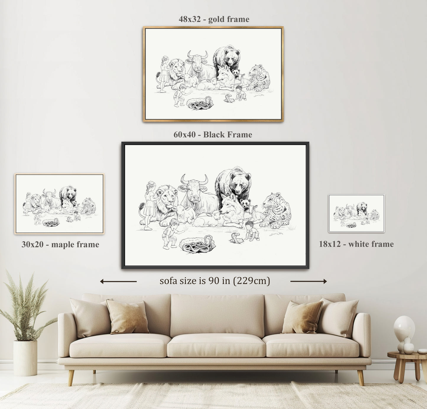 Bible Canvas Art Children and Animals Isaiah 11:6-8