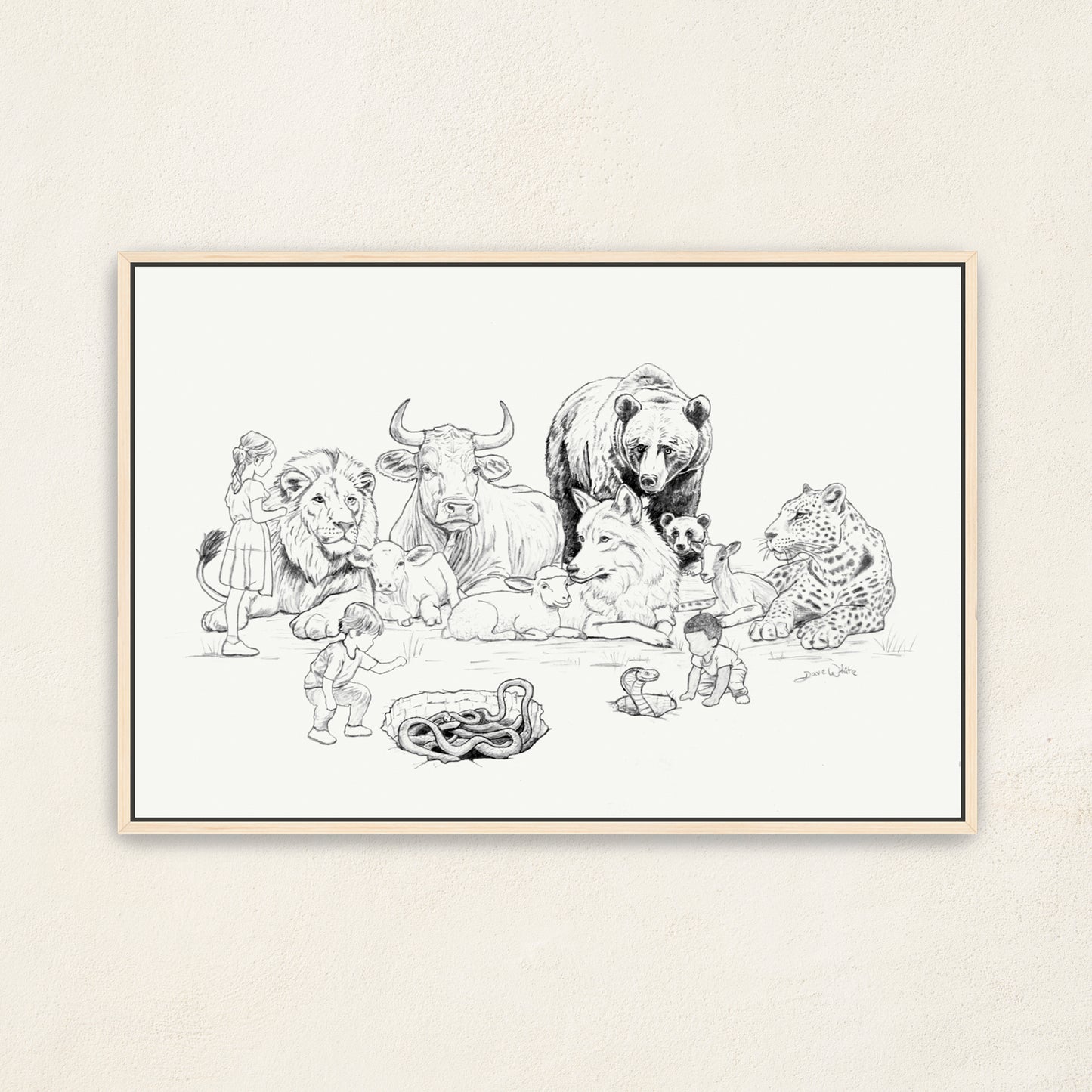 Bible Canvas Art Children and Animals Isaiah 11:6-8