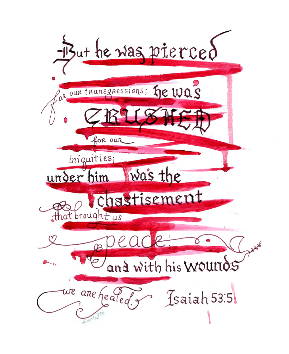 Christian Art Bible Verse Calligraphy Isaiah 53:5