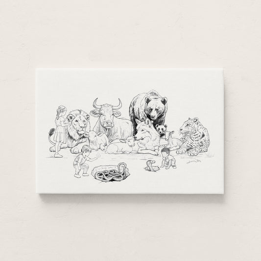 Bible Canvas Art Children and Animals Isaiah 11:6-8