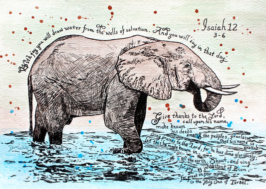 The Wells of Salvation Isaiah 12 3-6 Elephant Art Print