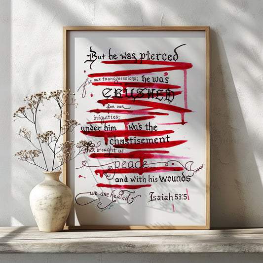 Christian Art Isaiah 53 5 Bible Verse Calligraphy