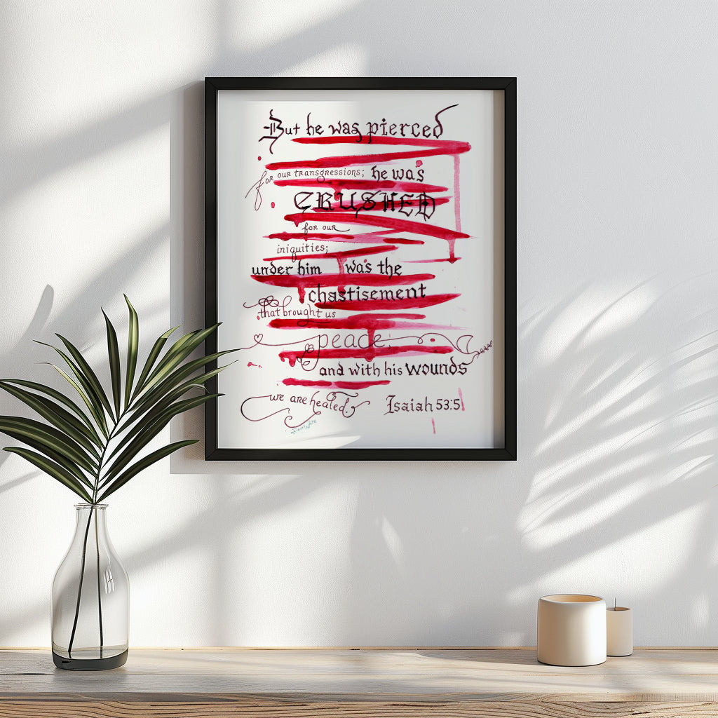 Bible Verse Calligraphy Isaiah 53:5
