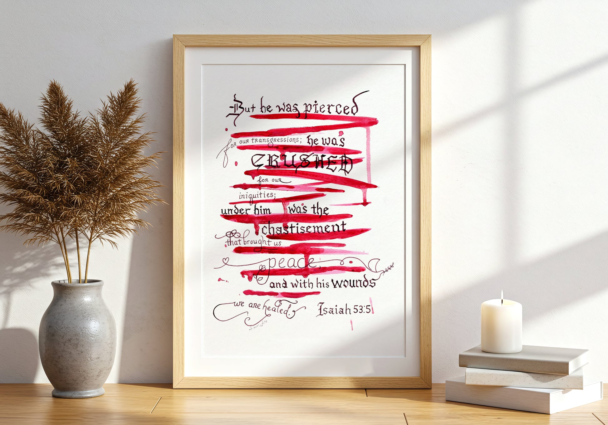 Isaiah 53:5 Scripture Calligraphy Art