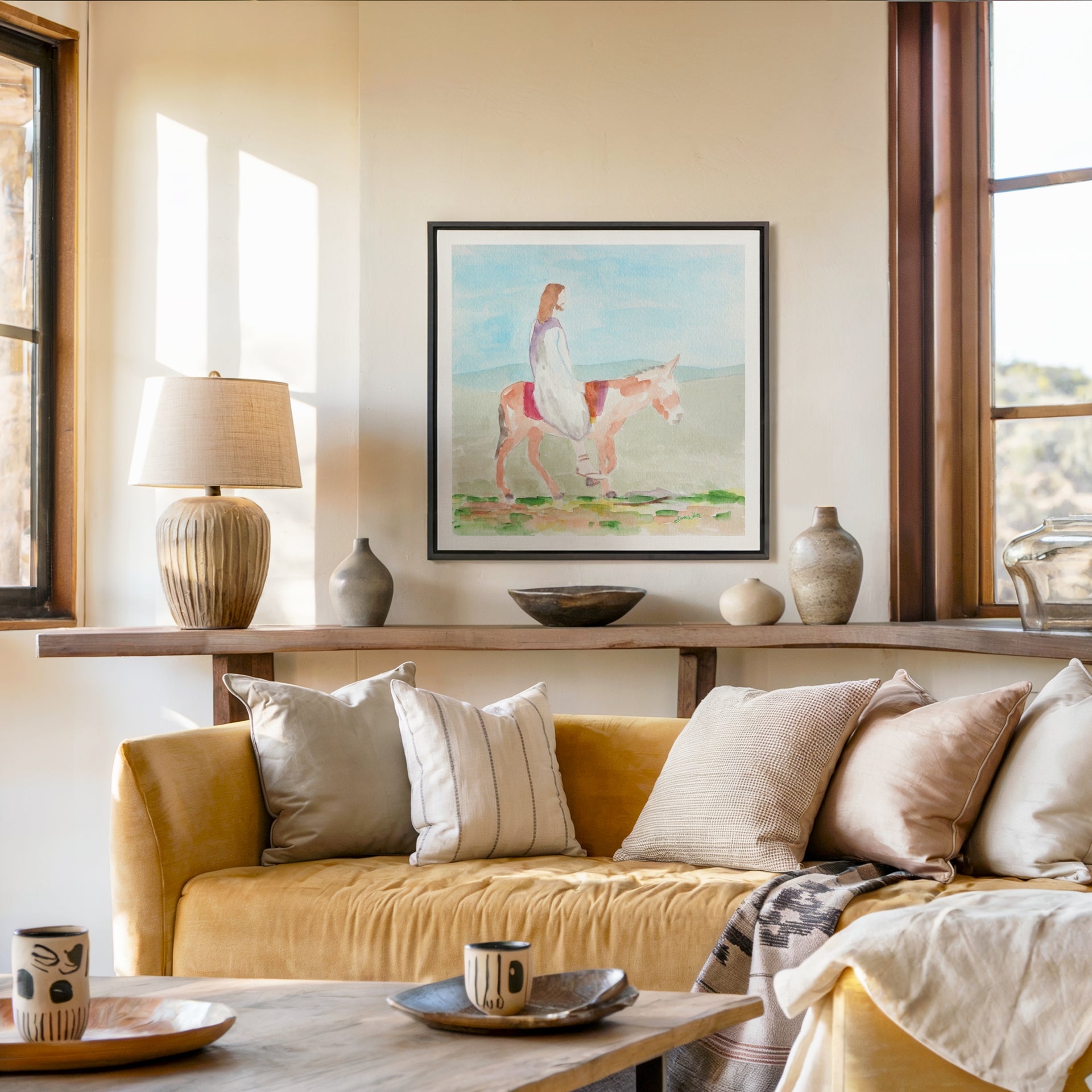 Jesus Riding Donkey Christian Art Print