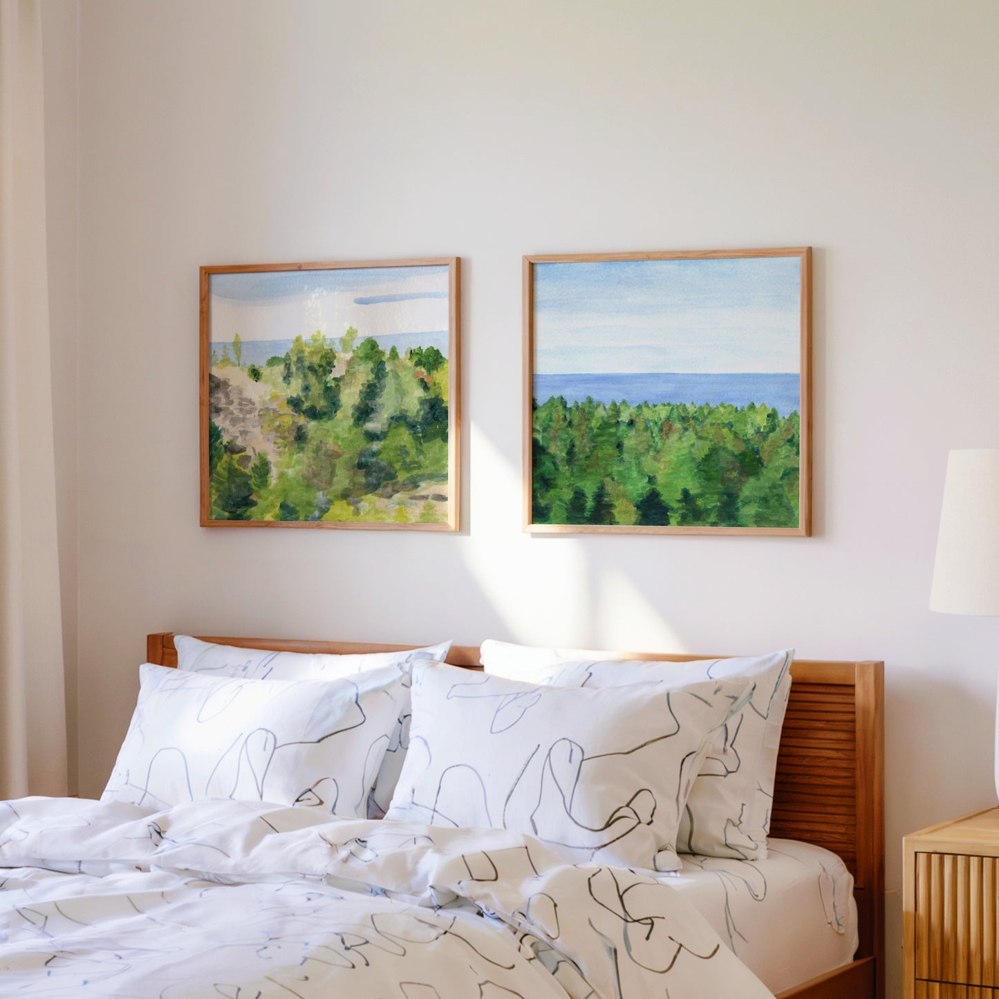 Lake Michigan Wall Art Set Watercolor Paintings