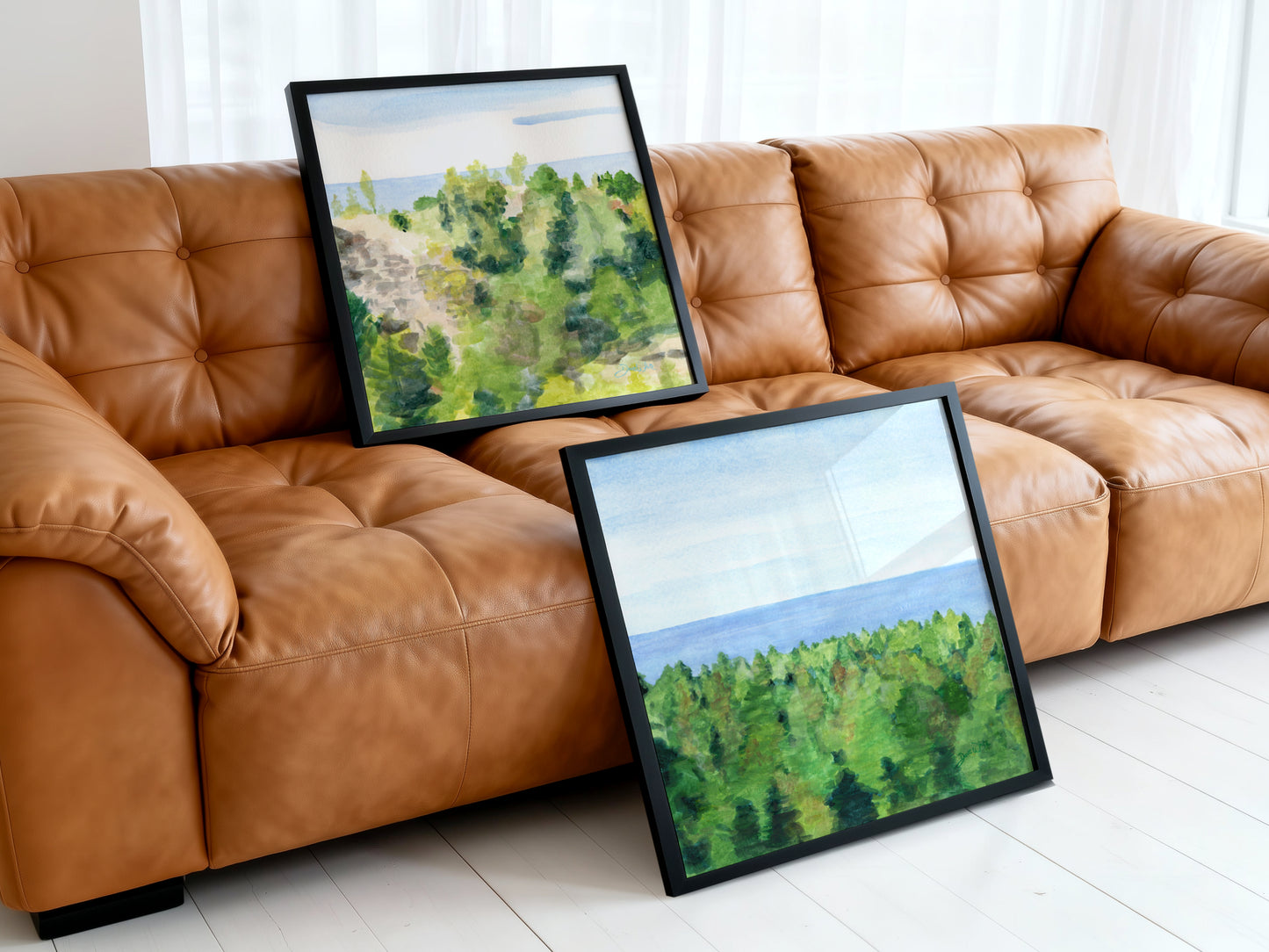 Lake Wall Art Print Set Watercolor Paintings Lake Michigan