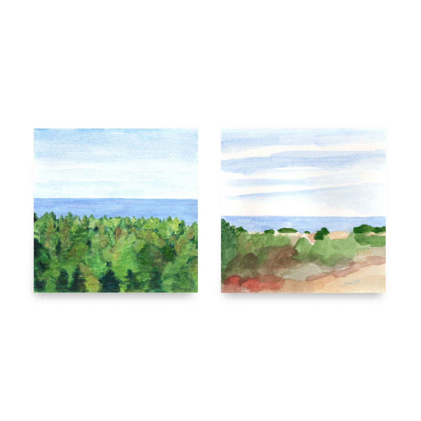 Lake Michigan Landscape Paintings Set