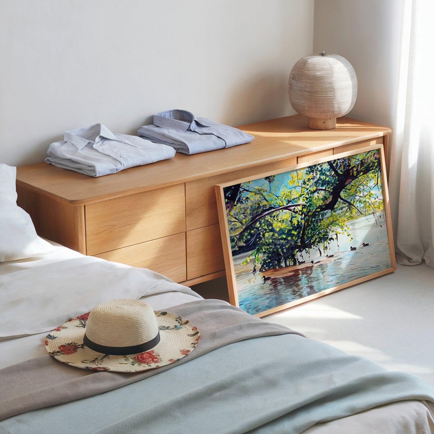 Landscape Painting Ducks Art Print