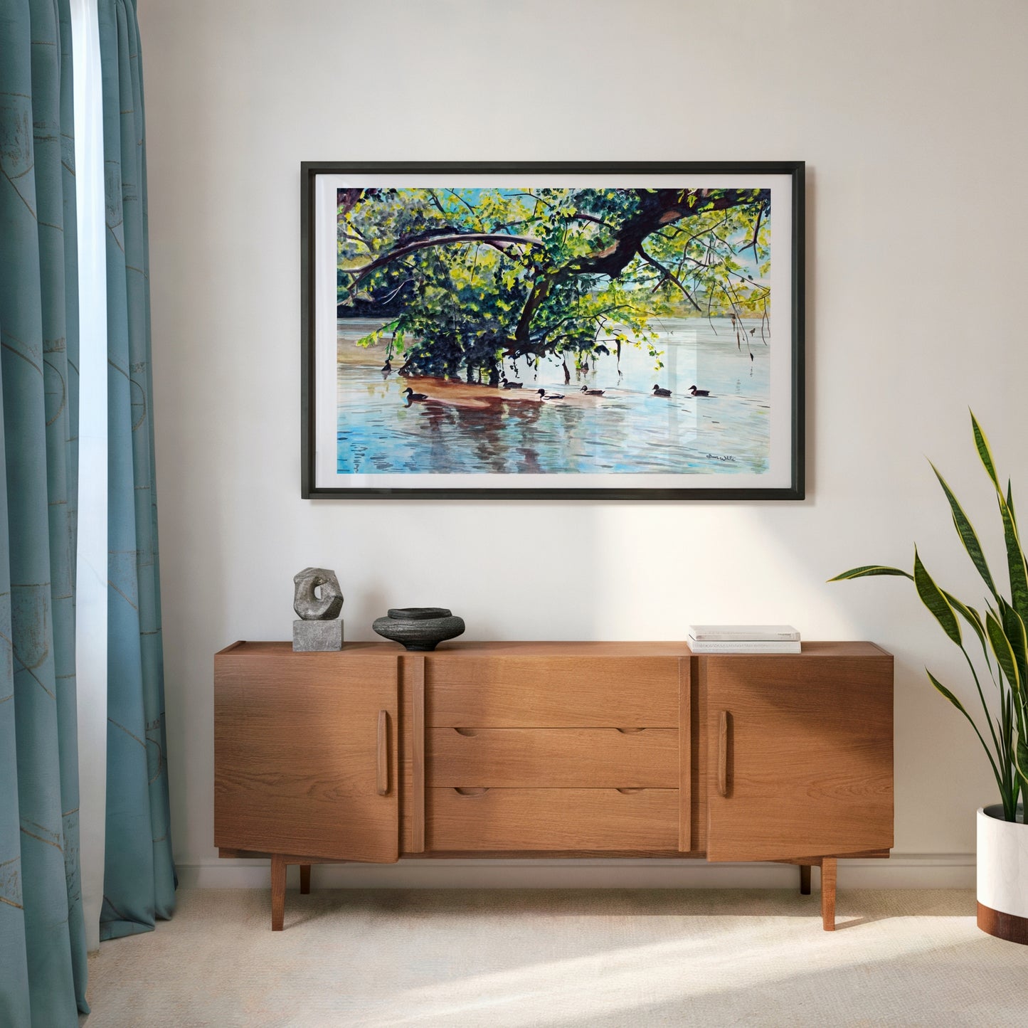 Landscape Painting Ducks Artwork